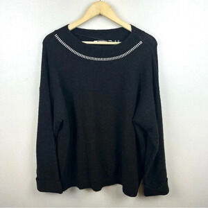 Soft Surroundings Embellished Sweater Size XL Petite Dark Brown Wool Blend